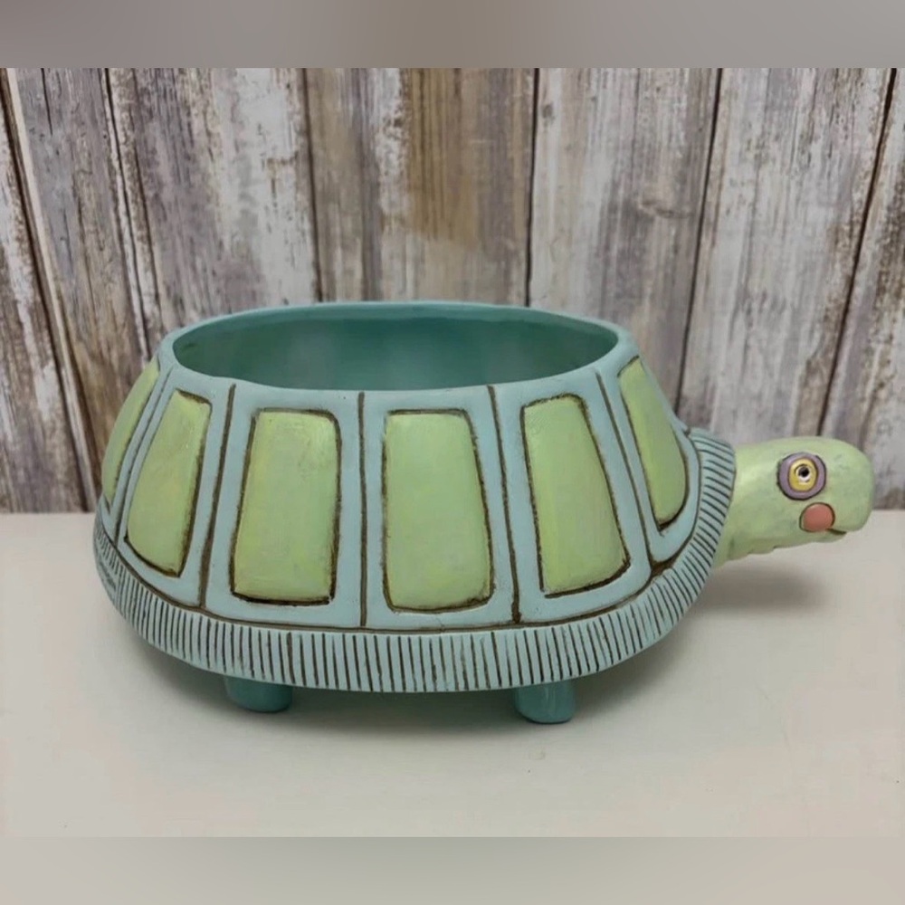 Whimsical Green Myrtle Turtle Planter
